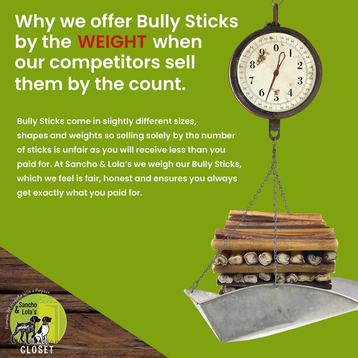 12-Inch Jumbo Charcuterie Style Bully Sticks - No Odor-Farmed in the USA